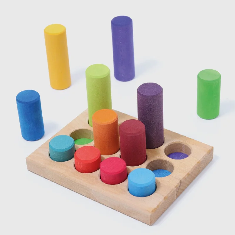 Wooden play train stations for train play Small Wooden Building Rollers and Sorting Board- Rainbow - Grimm's Wooden Toys Wooden play train stations for train play Small Wooden Building Rollers and Sorting Board- Rainbow - Grimm's Wooden Toys