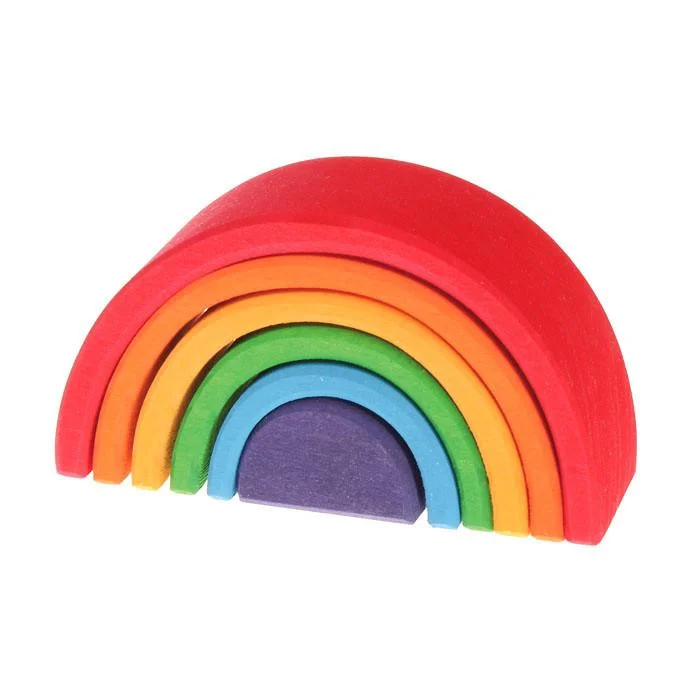 Wooden play motorcycles for vehicle play​ Grimm's small wooden rainbow stacker