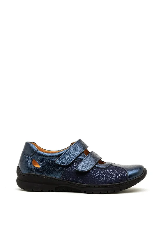 Softmode Chrissy Leather Velcro Strap Shoes, Navy