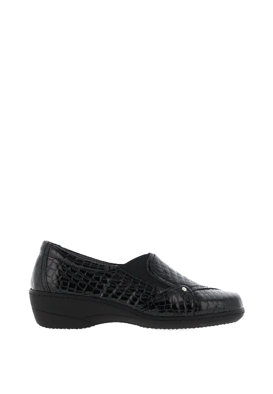 Softmode Emily Patent Croc Slip on Comfort Shoes, Black