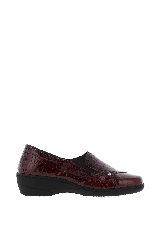 Softmode Emily Patent Croc Slip on Comfort Shoes, Wine