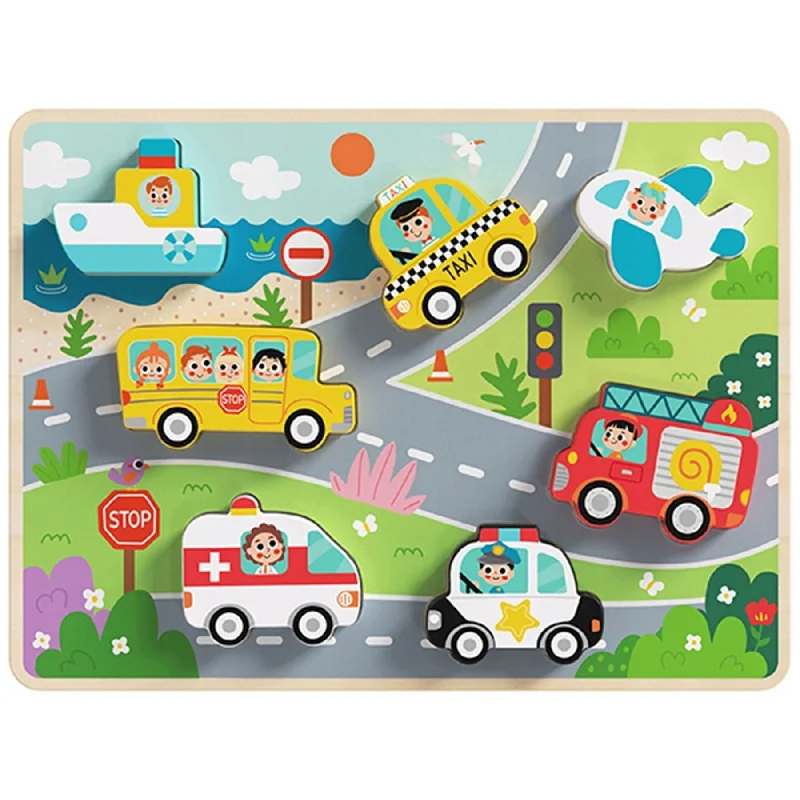 Wooden stacking toys for fine motor skills Tooky Toy Wooden Transportation Chunky Puzzle Wooden stacking toys for fine motor skills Tooky Toy Wooden Transportation Chunky Puzzle