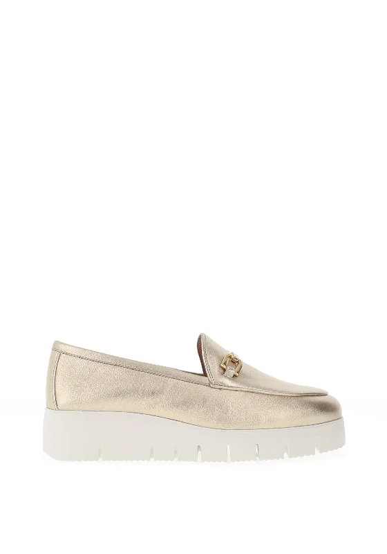 Unisa Famo Leather Platform Loafers, Gold