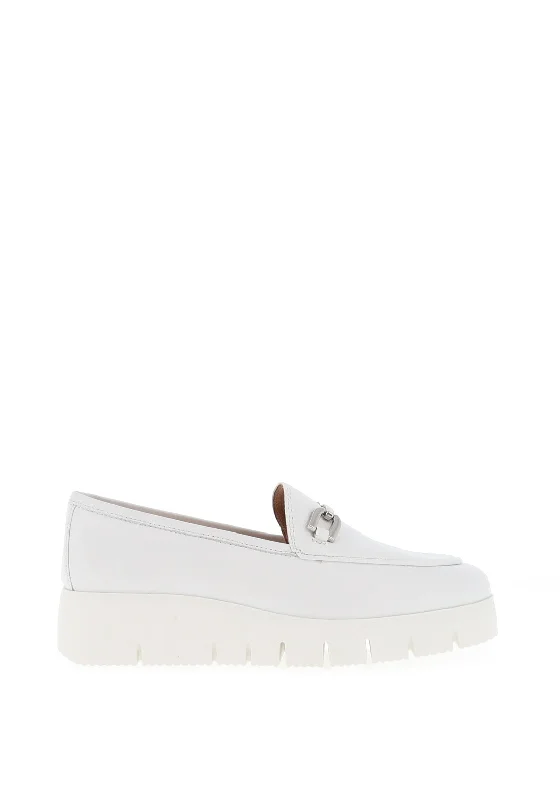 Unisa Famo Leather Platform Loafers, White