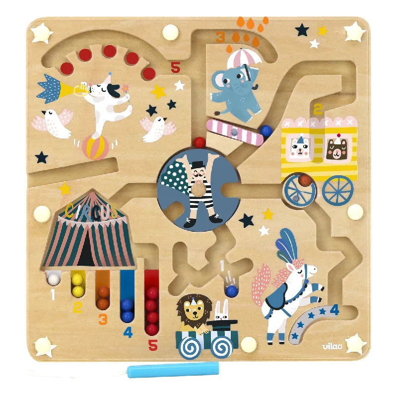 Wooden play construction sites for building play​ Vilac Circus Magnetic Maze