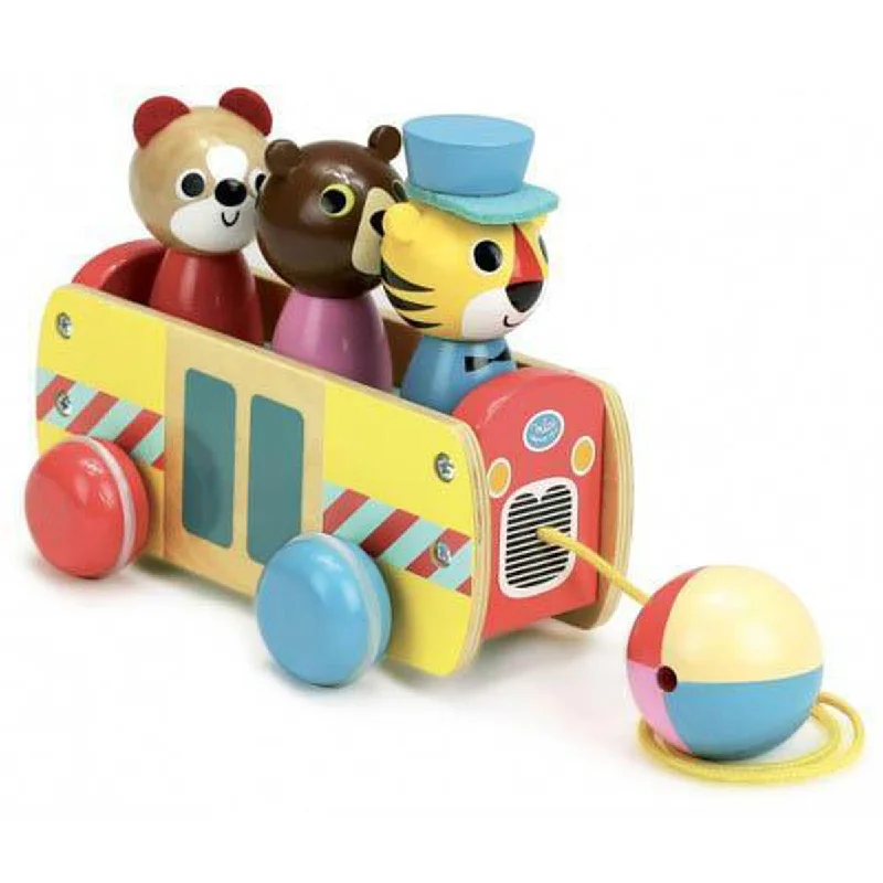 Wooden forts for imaginative play​ Vilac pull along animal bus