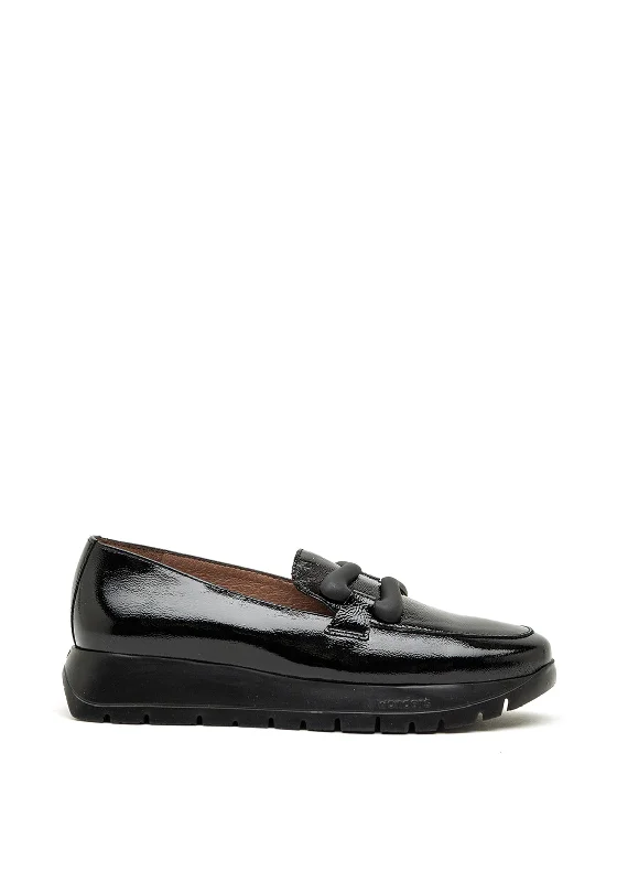 Wonders Fly Patent Leather Loafers, Black