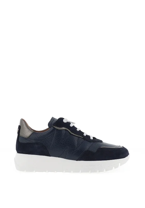 Wonders Supra Pebbled Leather Platform Trainers, Night