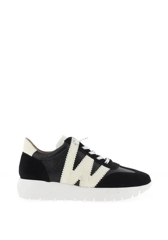 Wonders Meri Mixed Leather Trainers, Black & Milk