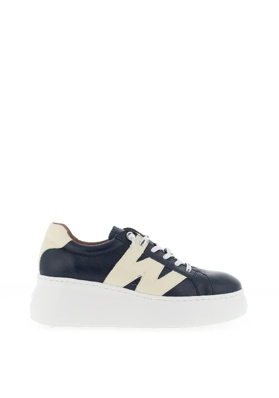 Wonders Dorita Leather Bicolour Trainers, Night & Milk