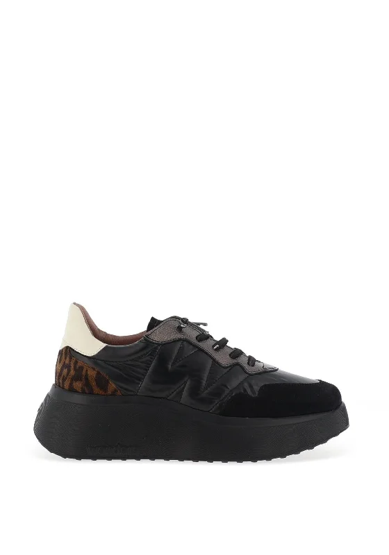 Wonders Roma Metallic Animal Printed trainers, Black