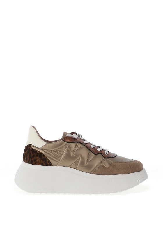 Wonders Roma Platform Wedge Trainers, Taupe