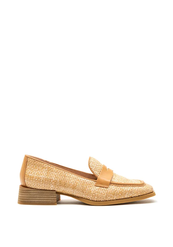 Wonders Woven Block Heel Loafer, Tan