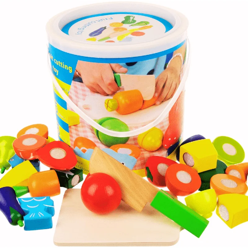 Wooden play museums for cultural exploration​ Wooden Kitchen Toy Cutting Food Set (Ages 2+)