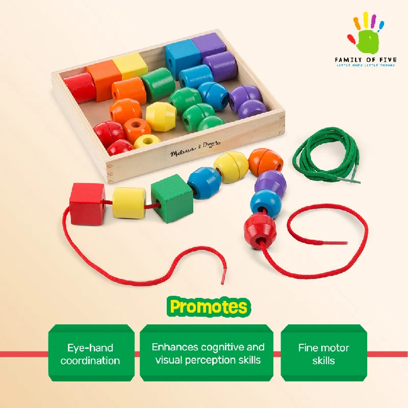 Wooden building blocks for creative construction​ Melissa & Doug Wooden Beads
