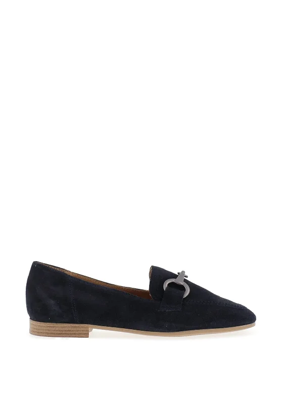 Tamaris Suede Gold Buckle Loafers, Navy