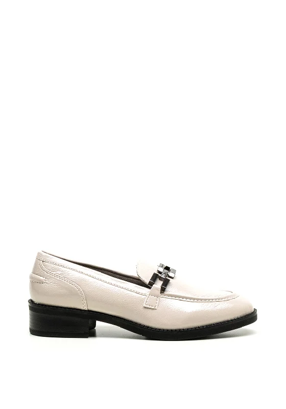 Tamaris Patent Chain Loafers, Stone