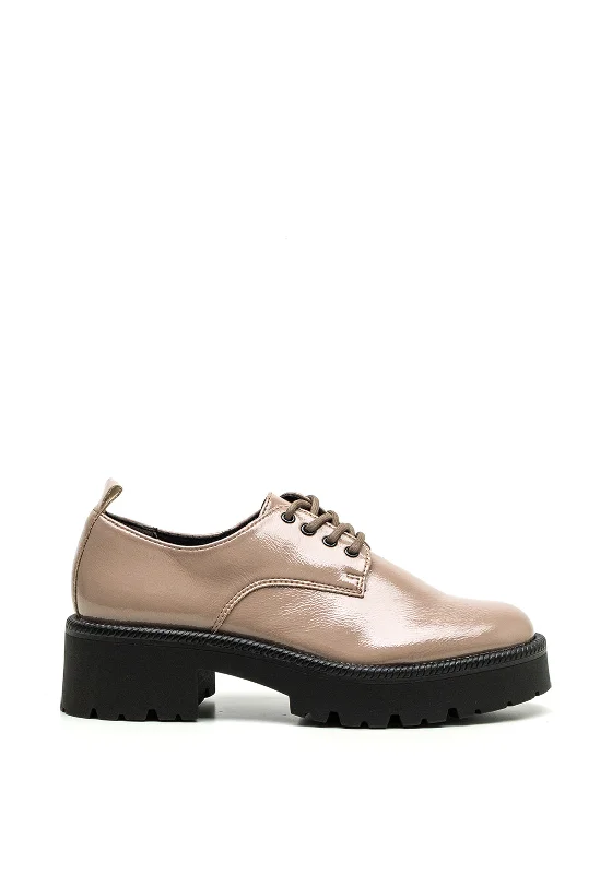 Tamaris Patent Platform Brogues, Taupe