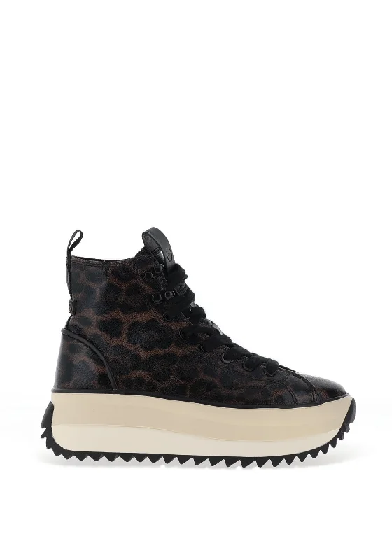 Tamaris Leopard Print Ankle Trainers, Black Leopard