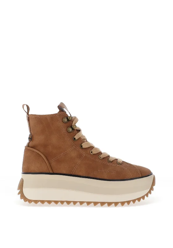 Tamaris Platform High Top Trainers, Cognac