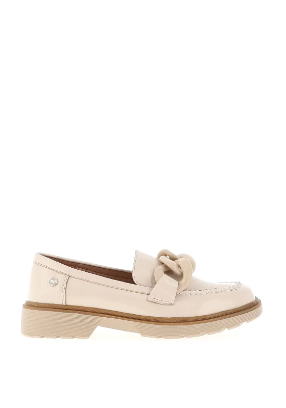 Xti Patent Chain Loafers, Beige