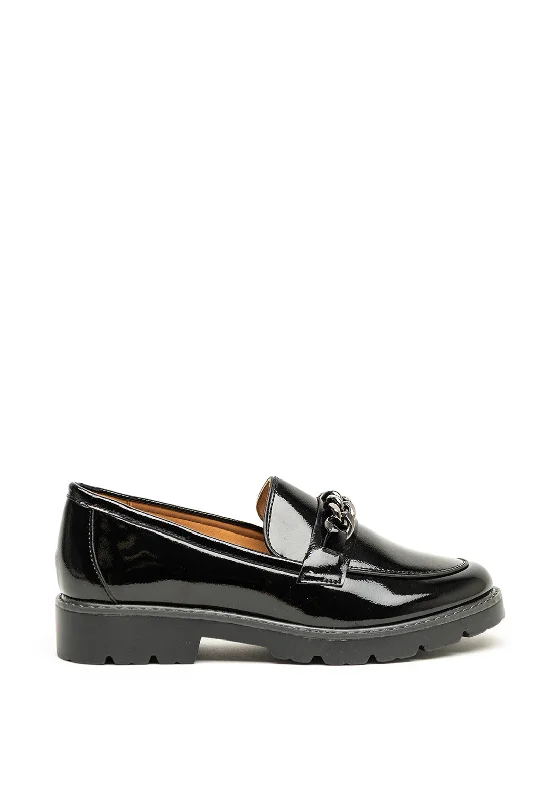 Zanni Daqia Patent Chain Loafers, Black