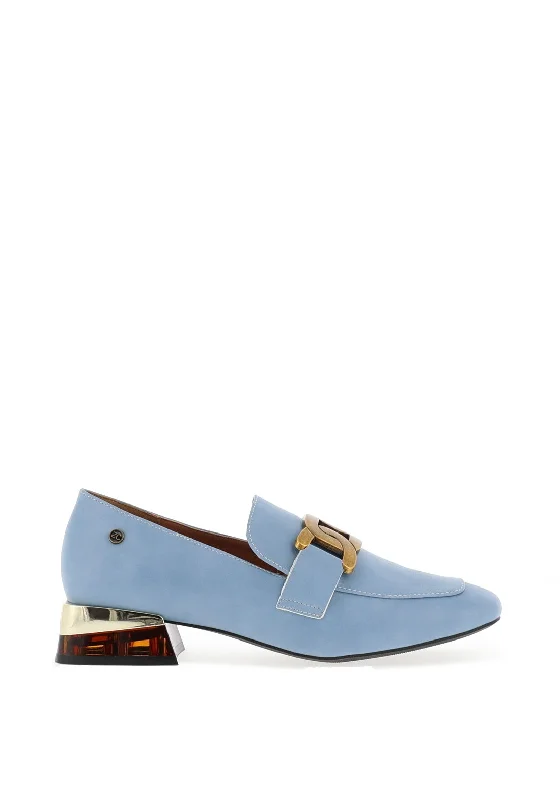 Zanni & Co. Laocai Block Heel Loafers, Aqua