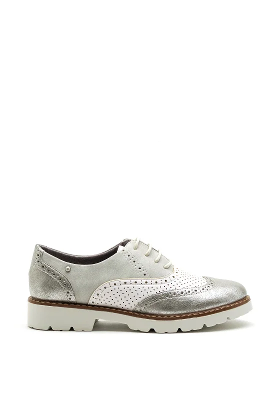 Zanni & Co. Tampabay Metallic Brogues, Silver