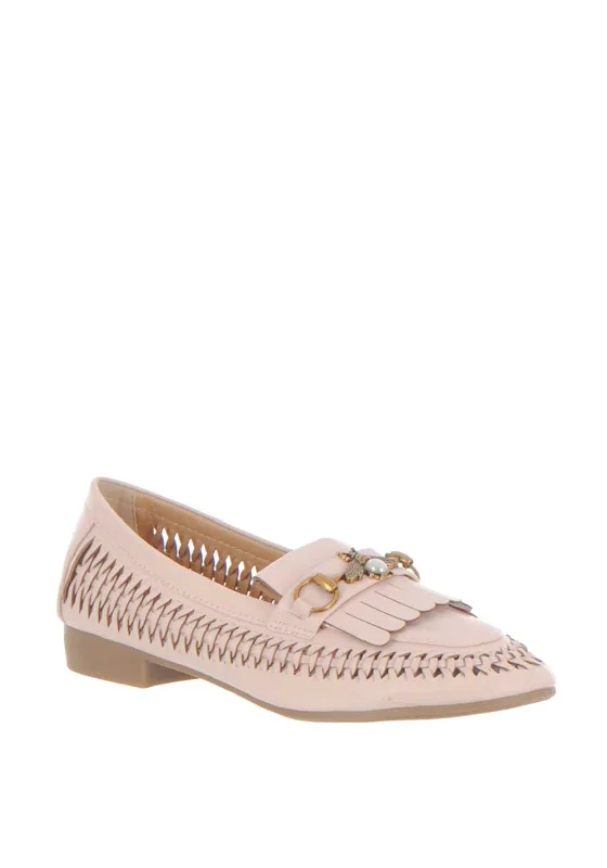 Zen Bee Embellished Laser Cut Pumps, Pink