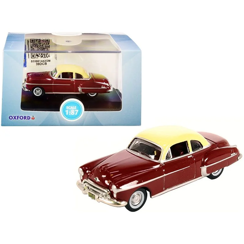 1950 Oldsmobile Rocket 88 Coupe Chariot Red with Canto Cream Top 1/87 (HO) Scale Diecast Model Car by Oxford Diecast 1950 Oldsmobile Rocket 88 Coupe Chariot Red with Canto Cream Top 1/87 (HO) Scale Diecast Model Car by Oxford Diecast