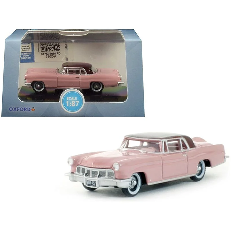 1956 Lincoln Continental Mark II Pink with Dubonnet Red Top 1/87 (HO) Scale Diecast Model Car by Oxford Diecast 1956 Lincoln Continental Mark II Pink with Dubonnet Red Top 1/87 (HO) Scale Diecast Model Car by Oxford Diecast