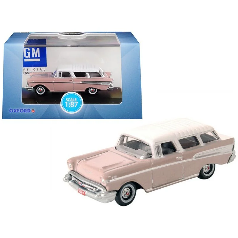 1957 Chevrolet Nomad Dusk Pearl Pink with Imperial Ivory Top 1/87 (HO) Scale Diecast Model Car by Oxford Diecast 1957 Chevrolet Nomad Dusk Pearl Pink with Imperial Ivory Top 1/87 (HO) Scale Diecast Model Car by Oxford Diecast