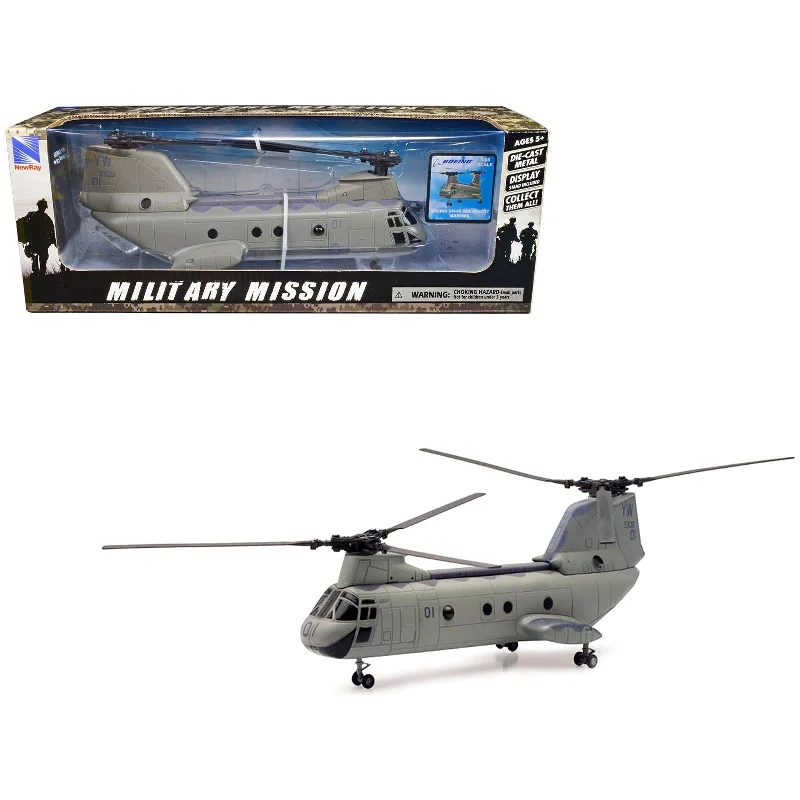 Boeing CH-46 Sea Knight Helicopter Olive Drab "United States Marines" "Military Mission" Series 1/55 Diecast Model by New Ray Boeing CH-46 Sea Knight Helicopter Olive Drab "United States Marines" "Military Mission" Series 1/55 Diecast Model by New Ray