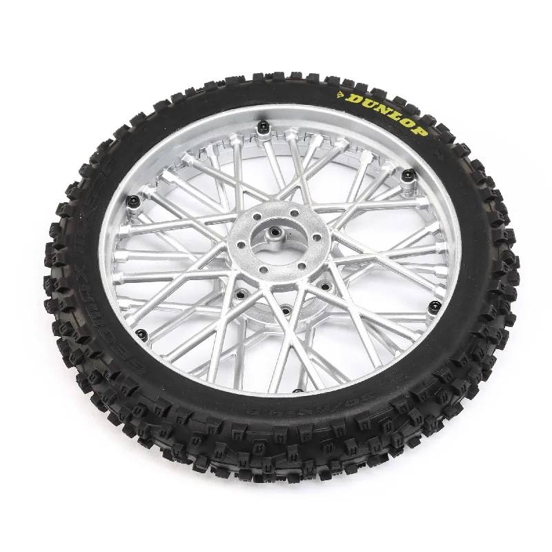 Losi Dunlop Mx53 Front Tire Mounted, Chrome: Promoto-Mx Z-LOS46006