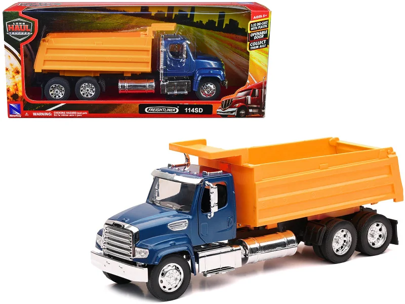Freightliner 114SD Dump Truck Blue and Yellow "Long Haul Trucker" Series 1/32 Diecast Model by New Ray Freightliner 114SD Dump Truck Blue and Yellow "Long Haul Trucker" Series 1/32 Diecast Model by New Ray