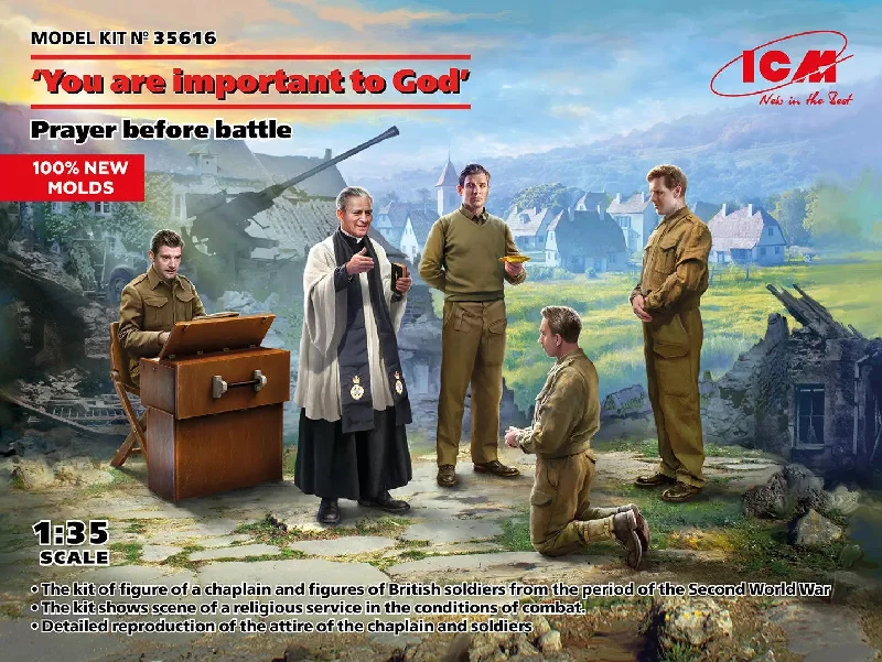 ICM 1/35 WW2 'You are important to God'. Prayer before battle British figure set
