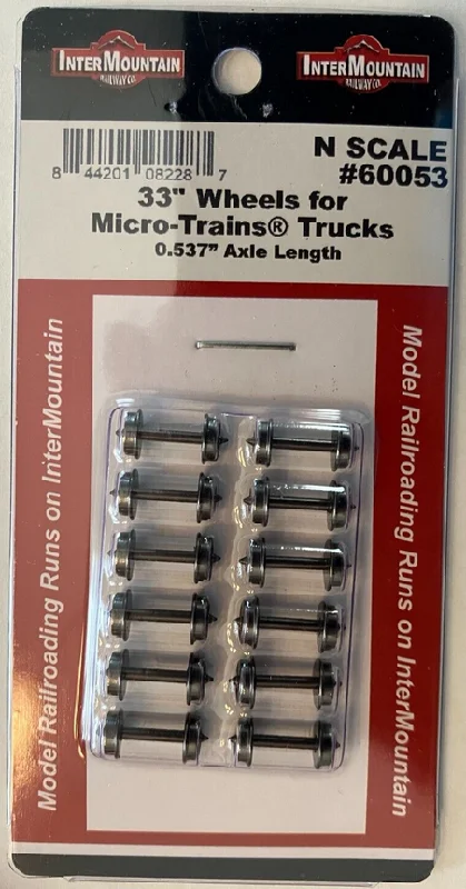 Intermountain #60053 33" Brass Insulated Wheelsets for Micro-Trains Trucks Axle 0.537" 12 Axles pack Intermountain #60053 33" Brass Insulated Wheelsets for Micro-Trains Trucks Axle 0.537" 12 Axles pack