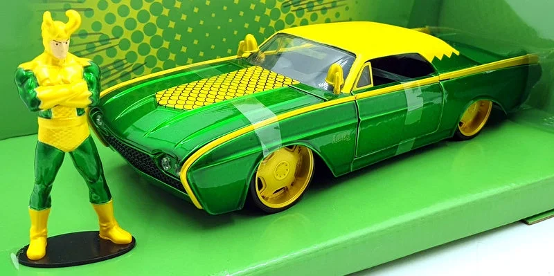 Jada 1/24 Scale Diecast 80333 - Loki Figure And 1963 Ford Thunderbird