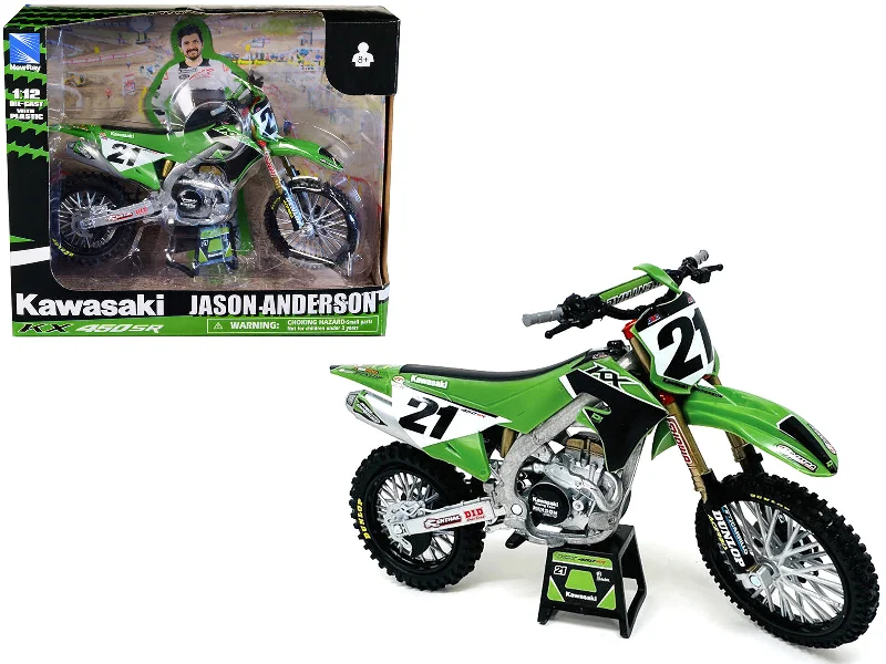 Kawasaki KX450SR Dirt Bike Motorcycle #21 Jason Anderson Green and Black "Kawasaki Racing Team" 1/12 Model by New Ray Kawasaki KX450SR Dirt Bike Motorcycle #21 Jason Anderson Green and Black "Kawasaki Racing Team" 1/12 Model by New Ray