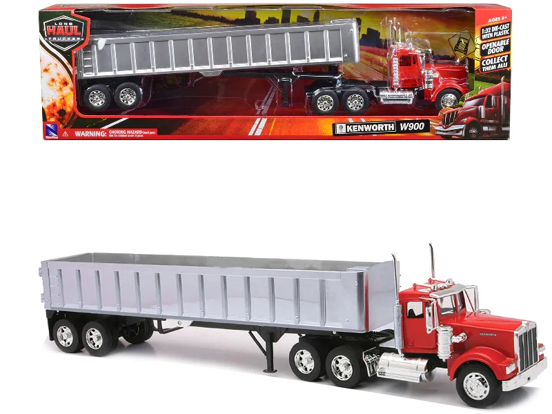 Kenworth W900 Frameless Dump Truck Red and Chrome "Long Haul Trucker" Series 1/32 Diecast Model by New Ray Kenworth W900 Frameless Dump Truck Red and Chrome "Long Haul Trucker" Series 1/32 Diecast Model by New Ray
