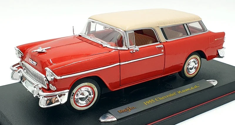 Maisto 1/18 Scale Diecast 36650 - 1955 Chevrolet Nomad - Red/Cream