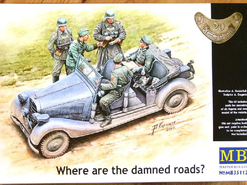 Masterbox 1:35  Where is that road? WW2 German Staff car and Figure group