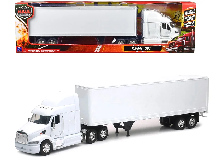Peterbilt 387 Truck with Dry Goods Trailer White "Long Haul Truckers" Series 1/32 Diecast Model by New Ray Peterbilt 387 Truck with Dry Goods Trailer White "Long Haul Truckers" Series 1/32 Diecast Model by New Ray