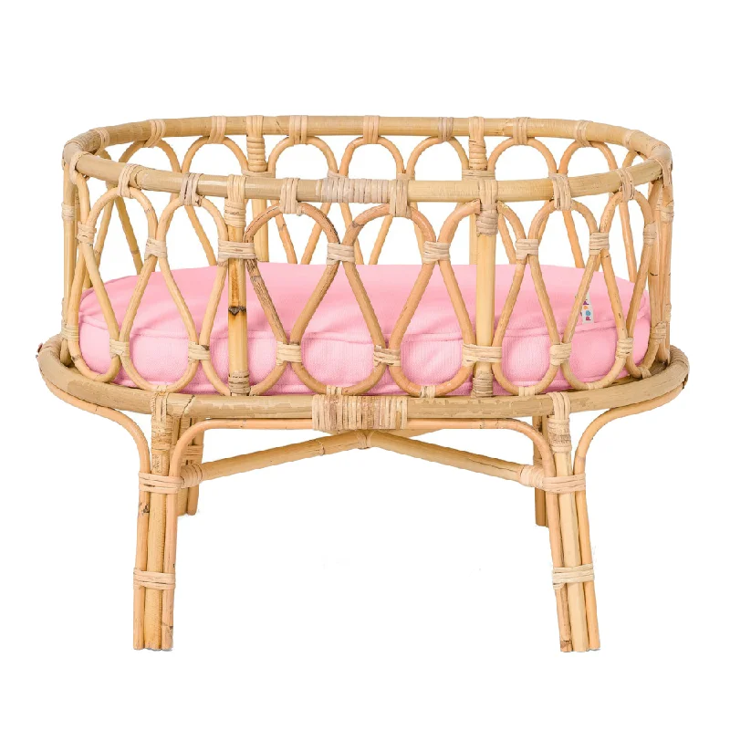 Dolls with desert - themed accessories for arid - land play Poppie Toys Rattan Doll Crib with Pink Mattress Dolls with desert - themed accessories for arid - land play Poppie Toys Rattan Doll Crib with Pink Mattress