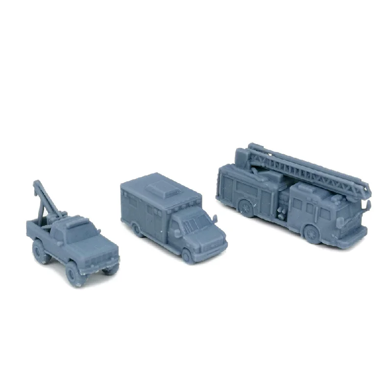 Rescue Truck Set: Fire/Ambulance/Tow Pickup 1:220