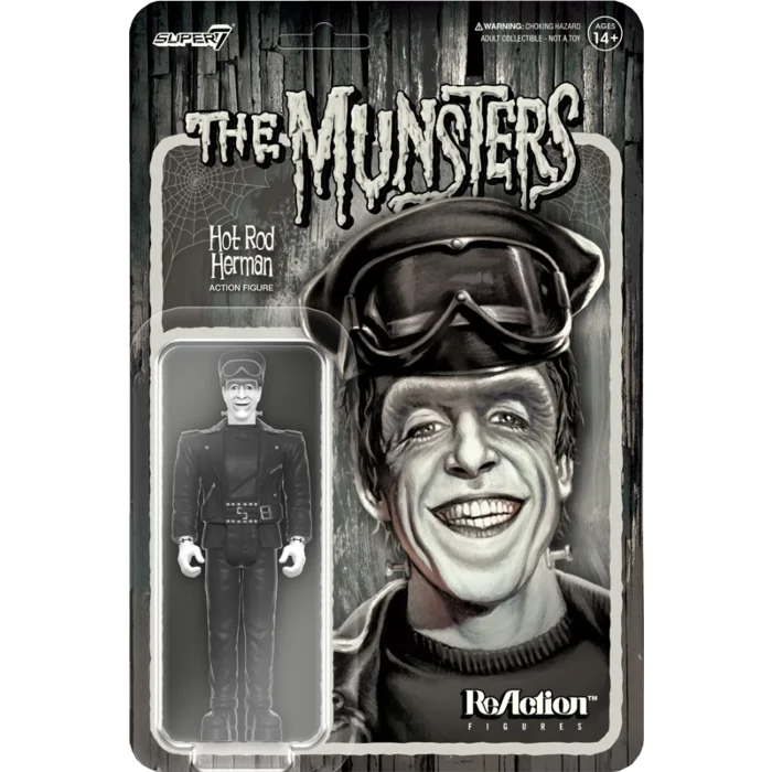 Super7 The Munsters W3 - Biker Herman (Grey Scale) ReAction Figure