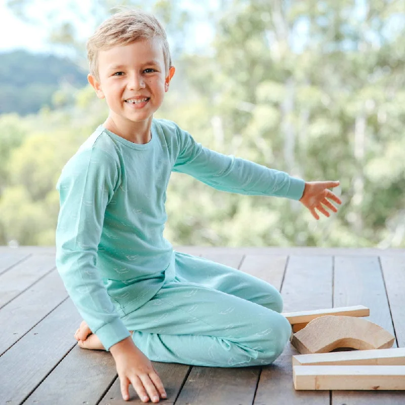 Escape - room - style puzzles for home challenges​ Organic Cotton Winter Pyjama Set - Sage Green Tiny Whales