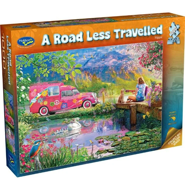 Puzzle cards for travel - friendly entertainment​ 1000pc A Road Less Travelled Hippie Jigsaw Puzzle