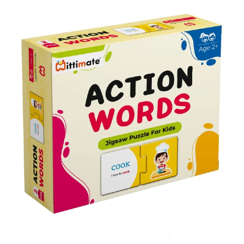 Autism - appropriate puzzles for sensory development​ Action Words 2 Pcs Puzzle