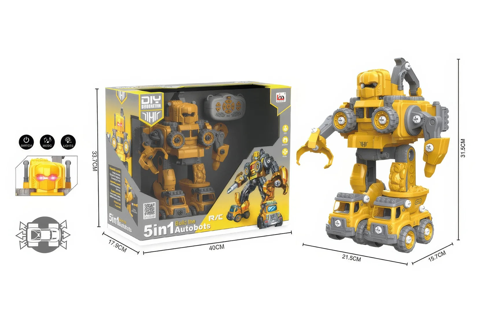5-in-1 DIY Assemble Deformation R/C Construction Vehicle